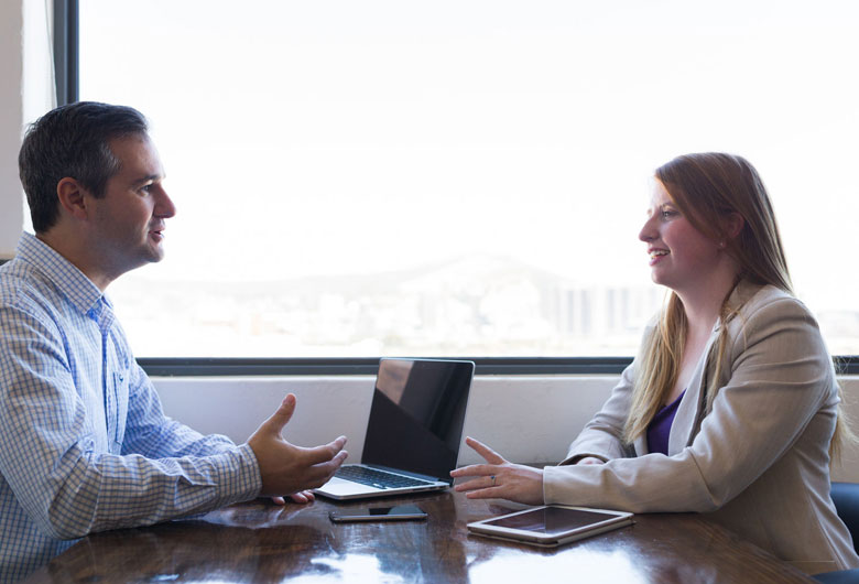 Insurance professionals collaborating